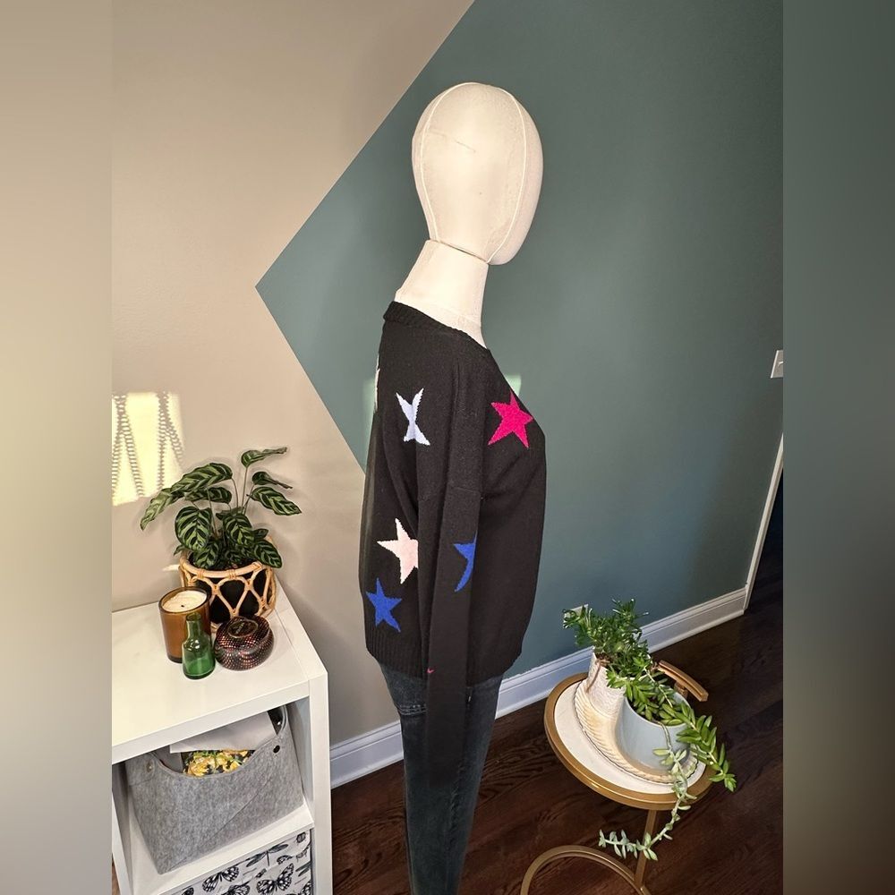 Rails Presley Star Print Sweater Black Cosmo wWool Cashmere Knit Pullover Y2K XS - Picture 4 of 12